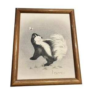 Peggy Harris Skunk Painting Original Signed 1987